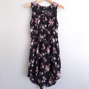 Rue 21 Black Floral Tie Front Sleeveless Dress